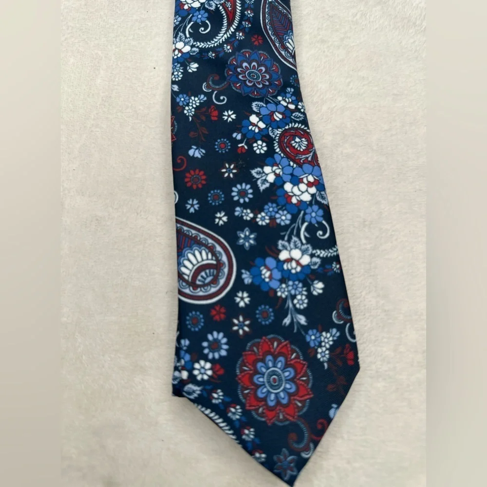 Good fellow & Co Men's Red Blue Tie & pocket square One Size